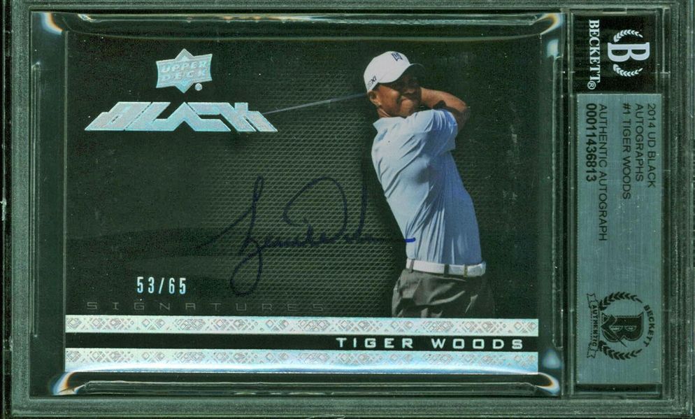 Tiger Woods Signed 2014 Upper Deck Black Autographs #1 Card (Beckett/BAS Encapsulated)