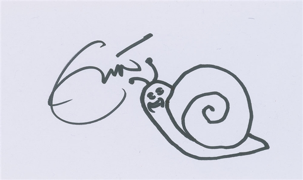 Eric Clapton Near-Mint Signed 3" x 5" Index Card w/ ULTRA-RARE Sketch! (Beckett/BAS MINT 9!)