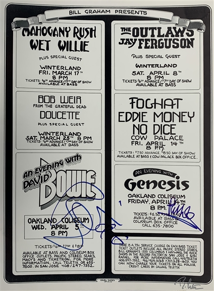 Bill Graham Presents Concert Series 1978: David Bowie & Phil Collins Rare Dual Signed 17" x 22" Poster (Beckett/BAS Guaranteed)