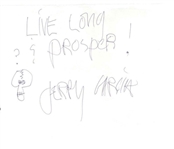 The Grateful Dead: Jerry Garcia RARE Signed Album Page w/ Deadhead Logo Sketch & "Live Long & Prosper" Inscription (PSA/DNA Graded GEM MINT 10)