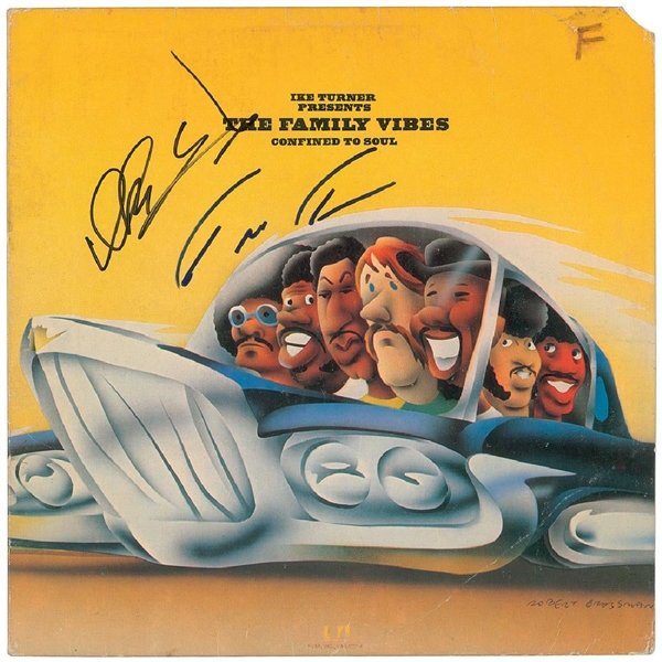 Tina & Ike Turner Dual Signed "The Family Vibe" Record Album Cover (John Brennan Collection)(Beckett/BAS Guaranteed)