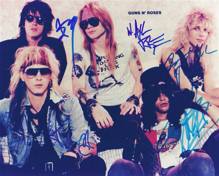 Guns N Roses Group Signed 8" x 10" Color Photo with Original Lineup! (John Brennan Collection)(Beckett/BAS Guaranteed)