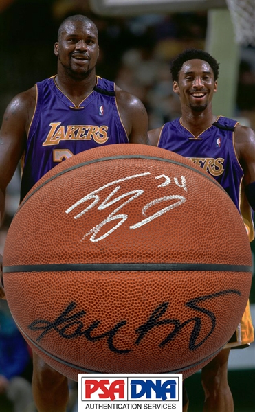 Kobe Bryant & Shaquille ONeal Dual Signed Basketball (PSA/DNA)