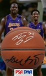 Kobe Bryant & Shaquille O'Neal Dual Signed Basketball (PSA/DNA)