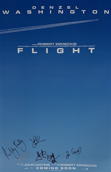 Denzel Washington, John Goodman, Melissa Leo & Kelly Reilly Cast Signed "Flight" 27" x 40" Movie Poster (PSA/DNA)