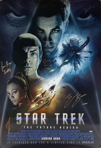Eric Bana, Zachary Quinto & Simon Pegg Signed "Star Trek" 27" x 40" Movie Poster (Celebrity Authentics & Beckett/BAS Guaranteed)