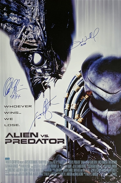 Ian Whyte, Tom Woodruff Jr & Alec Gillis Multi-Signed "Alien vs Predator" 27" x 40" Movie Poster (Celebrity Authentics & Beckett/BAS Guaranteed)