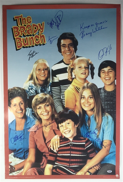The Brady Bunch Impressive Cast Signed 24" x 36" Poster Print (8 Signatures)(PSA/DNA)