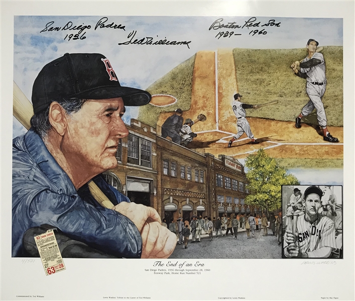 Ted Williams Signed Limited Edition "The End of an Era" Lithograph (Beckett/BAS)