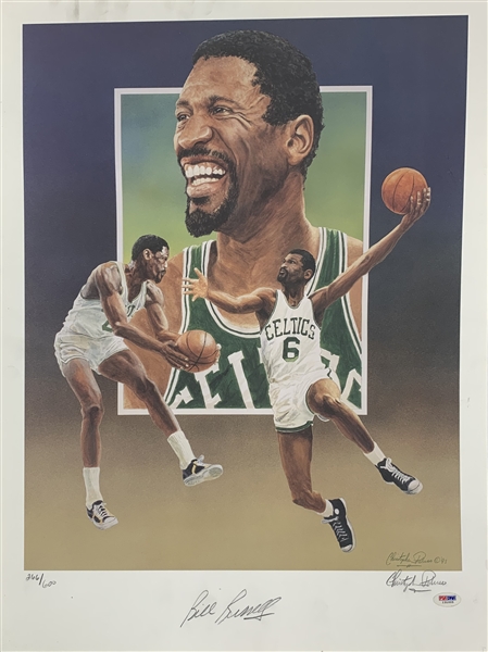 Bill Russell Signed 18x24 Christopher Paluso Lithograph (PSA/DNA)