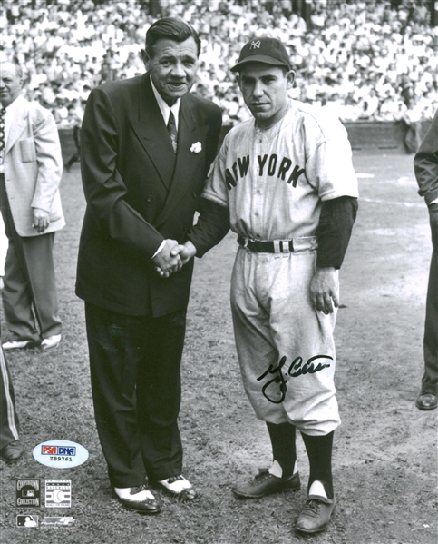 Yogi Berra Signed 8" x 10" Photograph w/ Babe Ruth (PSA/DNA)