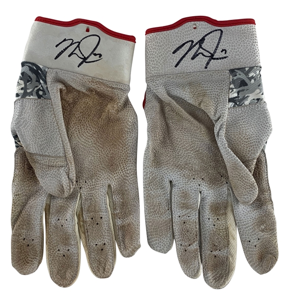 Mike Trout Dual Signed & Game Used Angels Batting Gloves (PSA/DNA)