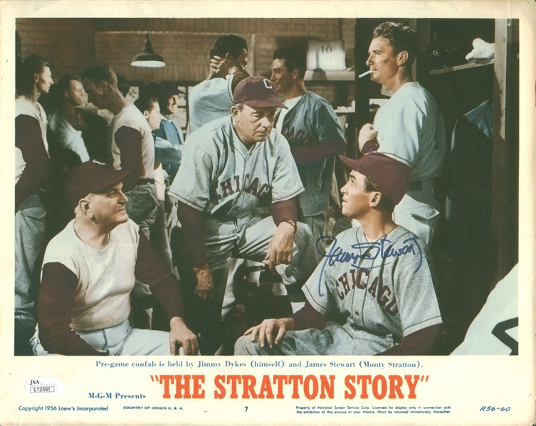 Jimmy Stewart Signed "The Stratton Story" 11" x 14" Lobby Card (JSA)