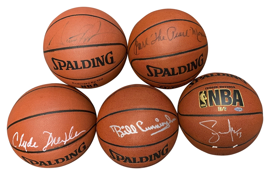 NBA Greats Lot of Five (5) Signed Basketballs w/ Pippen, Drexler & Others! (Beckett/BAS Guaranteed)
