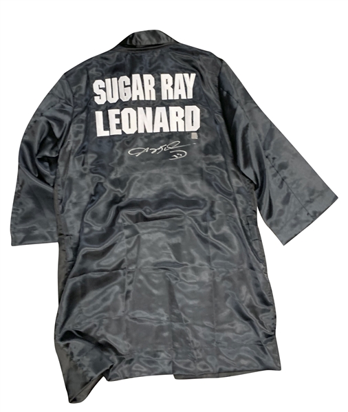 Sugar Ray Leonard  Signed Black Boxing Robe (JSA)