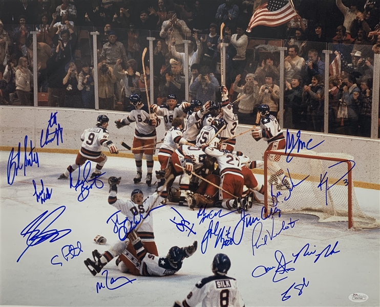 1980 U.S. Olympic Hockey Signed 16" x 20" Photograph w/ 19 Signatures (JSA)