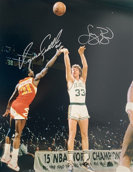Larry Bird and Dominique Wilkins Signed 16" x 20" Photograph (Beckett/BAS Guaranteed)