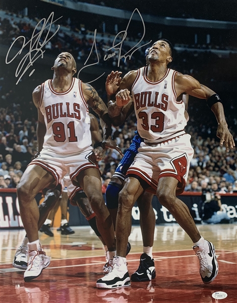 Scottie Pippen and Denis Rodman Signed 16" x 20" Photograph (JSA)