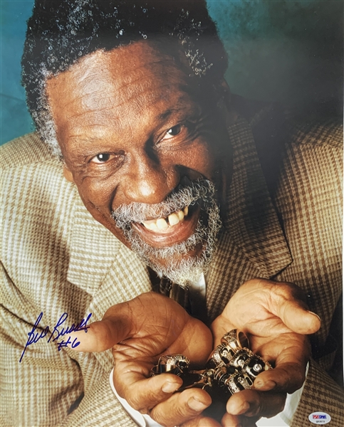 Bill Russell Signed 16" x 20" Rings Photograph (PSA/DNA)