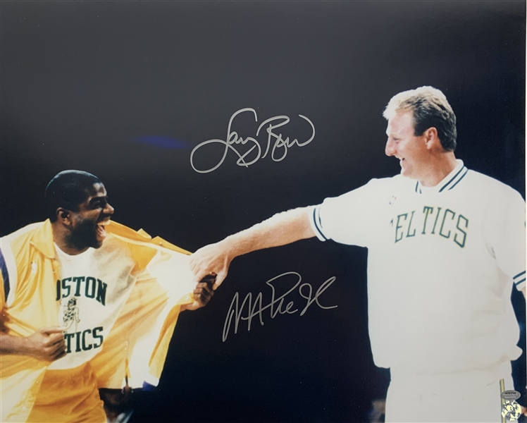 Magic Johnson and Larry Bird Signed 16" x 20" Color Photograph (Beckett/BAS Guaranteed)