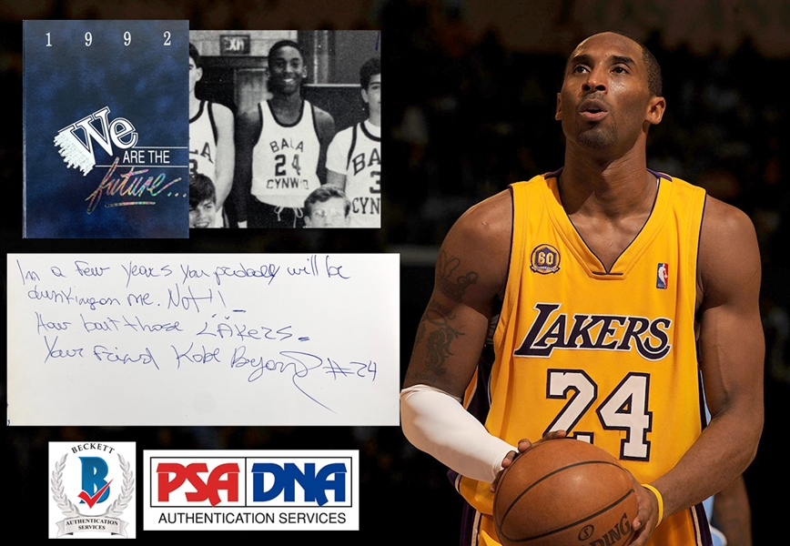 Kobe Bryant Incredible Signed 1992 Middle School Yearbook with Prophetic Lakers Inscription Reference! (Beckett/BAS & PSA/DNA LOAs)