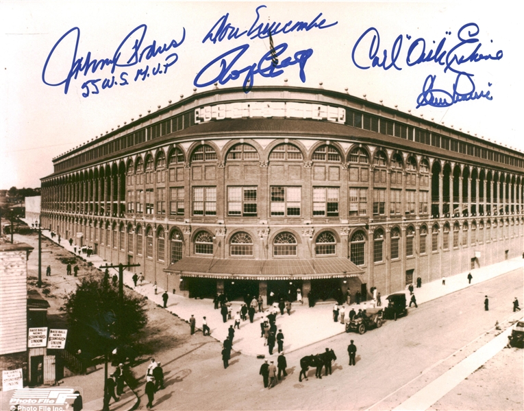 Stadium Heros Lot of Two (2) Multi-Signed 8" x 10" Photographs w/ Comiskey & Ebbets Field! (Beckett/BAS Guaranteed)