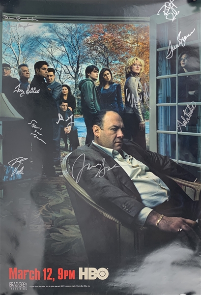 The Sopranos Cast Rare Signed 27" x 40" Poster w/ Gandolfini! (JSA)