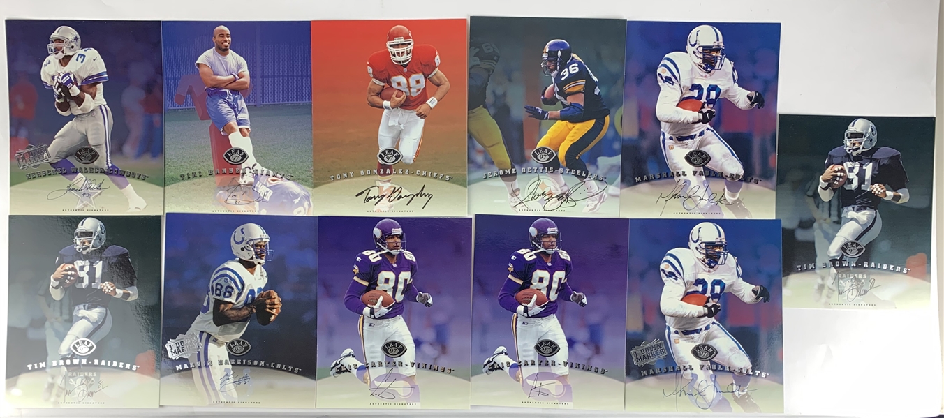NFL Offensive Greats Lot of Eleven (11) Signed 1997 Leaf 8" x 10" Photo Cards w/ Harrison, Bettis, Walker & Others! (Beckett/BAS Guaranteed)