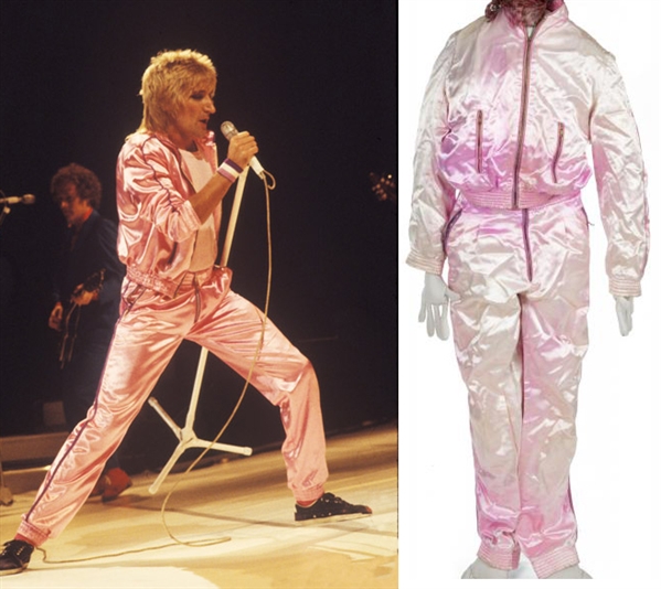 Rod Stewart Personally Owned & Worn Pink Satin Performance Jumpsuit c.1980s (Ex. Juliens)