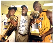 Laker Legends: Kobe Bryant, Magic Johnson & Shaquille O'Neal Signed 16 x 20 Photo with Incredible Inscription! (PSA/DNA LOA)