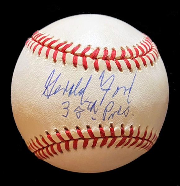 President Gerald R. Ford Single Signed ONL Baseball with "38th Pres." Inscription (Beckett/BAS Guaranteed)