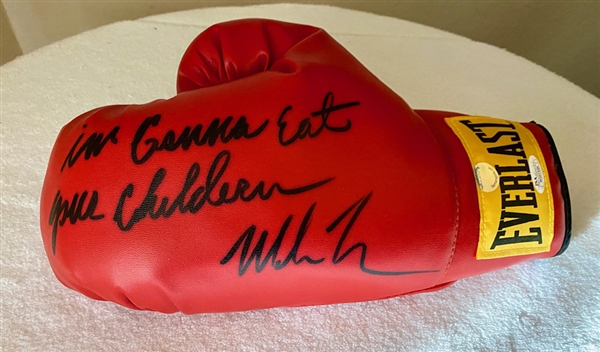 Mike Tyson Signed Everlast Boxing Glove with RARE "Im Gonna Eat Your Children" Inscription (JSA)