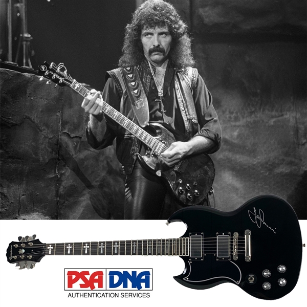 Black Sabbath: Tony Iommi ULTRA RARE Signed Left-Handed Gibson Epiphone Personal Model Guitar (PSA/DNA)