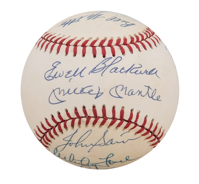 1953 New York Yankees Team Signed OAL Baseball w/ Mantle, Martin & Others (JSA)