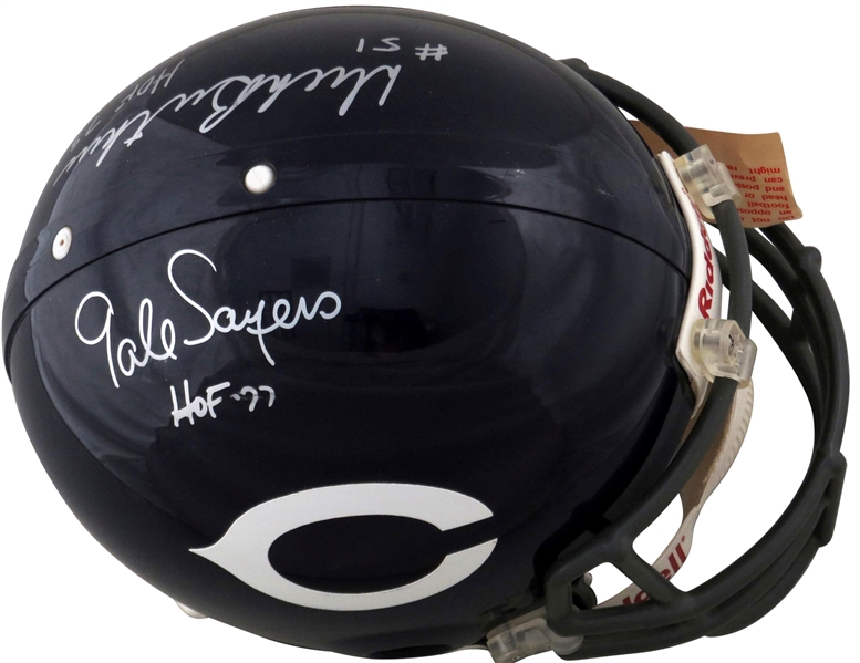 1965 Bears Miracle No. 3 & No. 4 Overall: Gale Sayers & Dick Butkus Dual Signed PROLINE Bears Helmet (JSA)