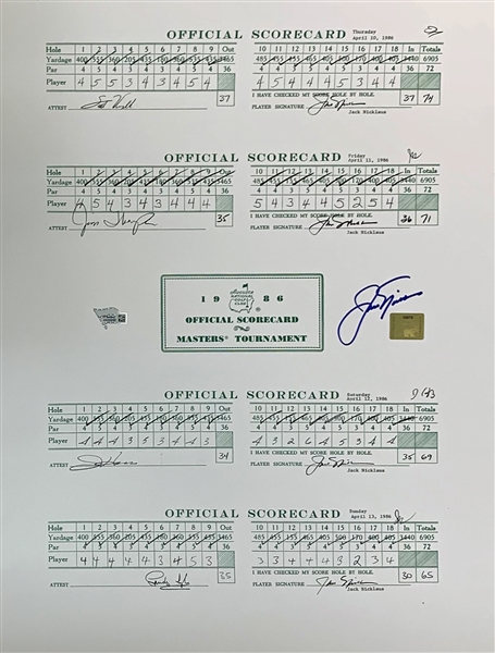 Jack Nicklaus Impressive Signed 16" x 20" 1986 Masters Over-Sized Scorecard Display (Fanatics - Golden Bear)