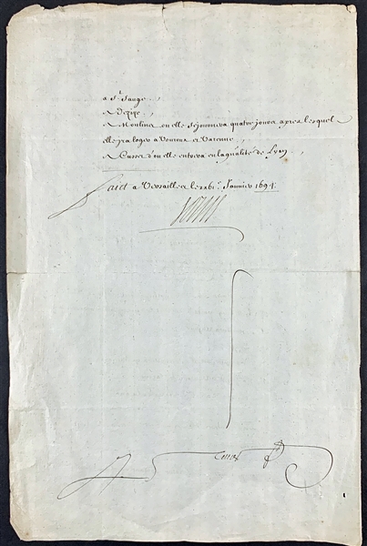 King Louis XIV Signed 1694 Military Document (Beckett/BAS LOA)