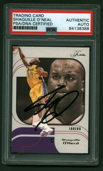 Shaquille ONeal Signed 2002-03 Flair #65 Basketball Card (PSA/DNA)
