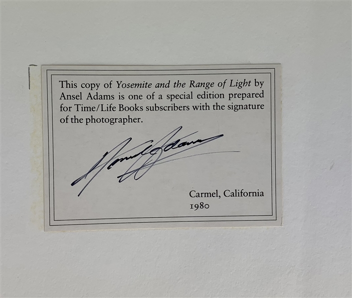 Ansel Adams Signed "Yosemite and the Range of Light" Book (Beckett/BAS Guaranteed)
