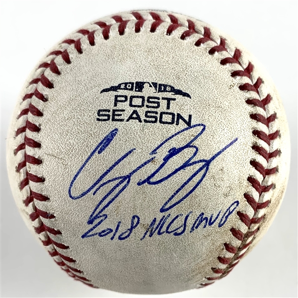Cody Bellinger Signed & Game Used OML Postseason Ball from 2018 NLCS :: Ball Pitched to Bellinger! (PSA/DNA & MLB Holo) 