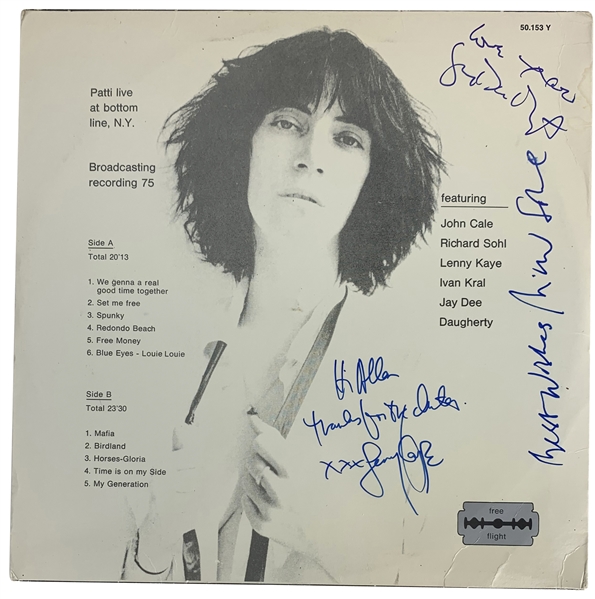 Patti Smith Band Signed "Live at the Bottom Line" Album w/ 4 Signatures! (JSA)