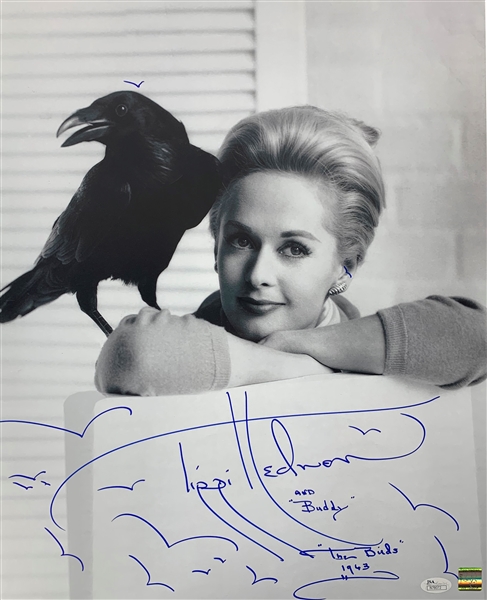 Tippi Hedren Signed & Hand Sketched 16" x 20" Birds Photograph (JSA)