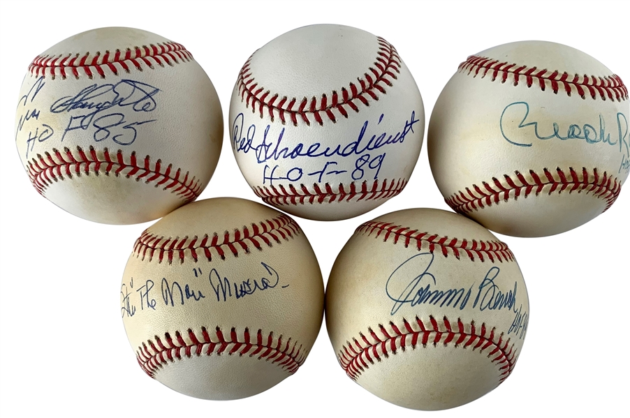 MLB Stars Lot of Five (5) Baseballs w/ Bench, Musial & Others (Beckett/BAS Guaranteed)