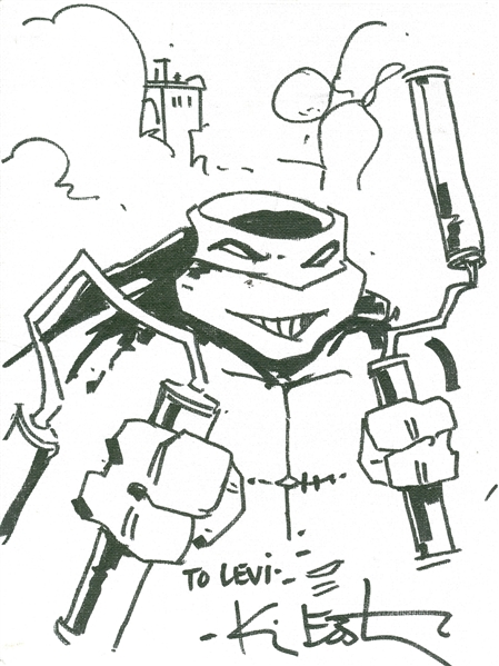 TMNT: Kevin Eastman Hand Drawn & Signed 11" x 14" Canvas Board with Ninja Turtle Sketch (JSA)
