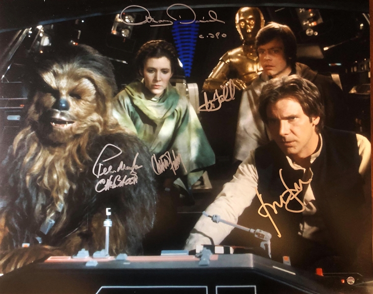 Star Wars: A New Hope - Cast Signed 16" x 20" Color Photo with Ford, Hamill, Fisher, Daniels & Mayhew (Beckett/BAS Guaranteed)