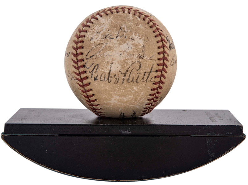 Babe Ruth & Others Mult-Signed "Pride of the Yankees" Baseball Gifted to Gene Autry (Autry Estate LOA & Beckett/BAS)