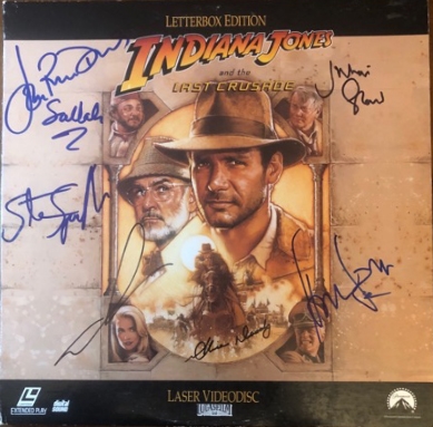 "Indiana Jones and the Last Crusade" Cast Signed Laserdisc Cover with Ford, Spielberg, Lucas, etc. (6 Sigs)(Beckett/BAS Guaranteed)