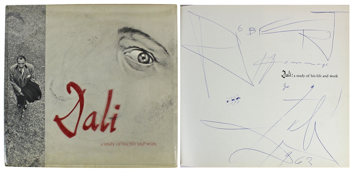 Salvador Dali Signed Book with Amazing Large Hand Drawn Sketch (Beckett/BAS)
