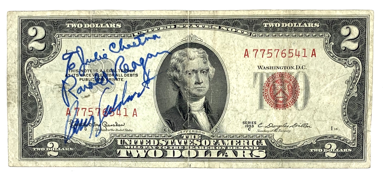 Ronald Reagan & Barry Goldwater Signed 1953 $2 Bill (JSA)