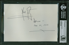 Neil Armstrong Signed 5" x 7" Sheet with Desirable "Apollo 11" Inscription (Beckett/BAS Encapsulated)